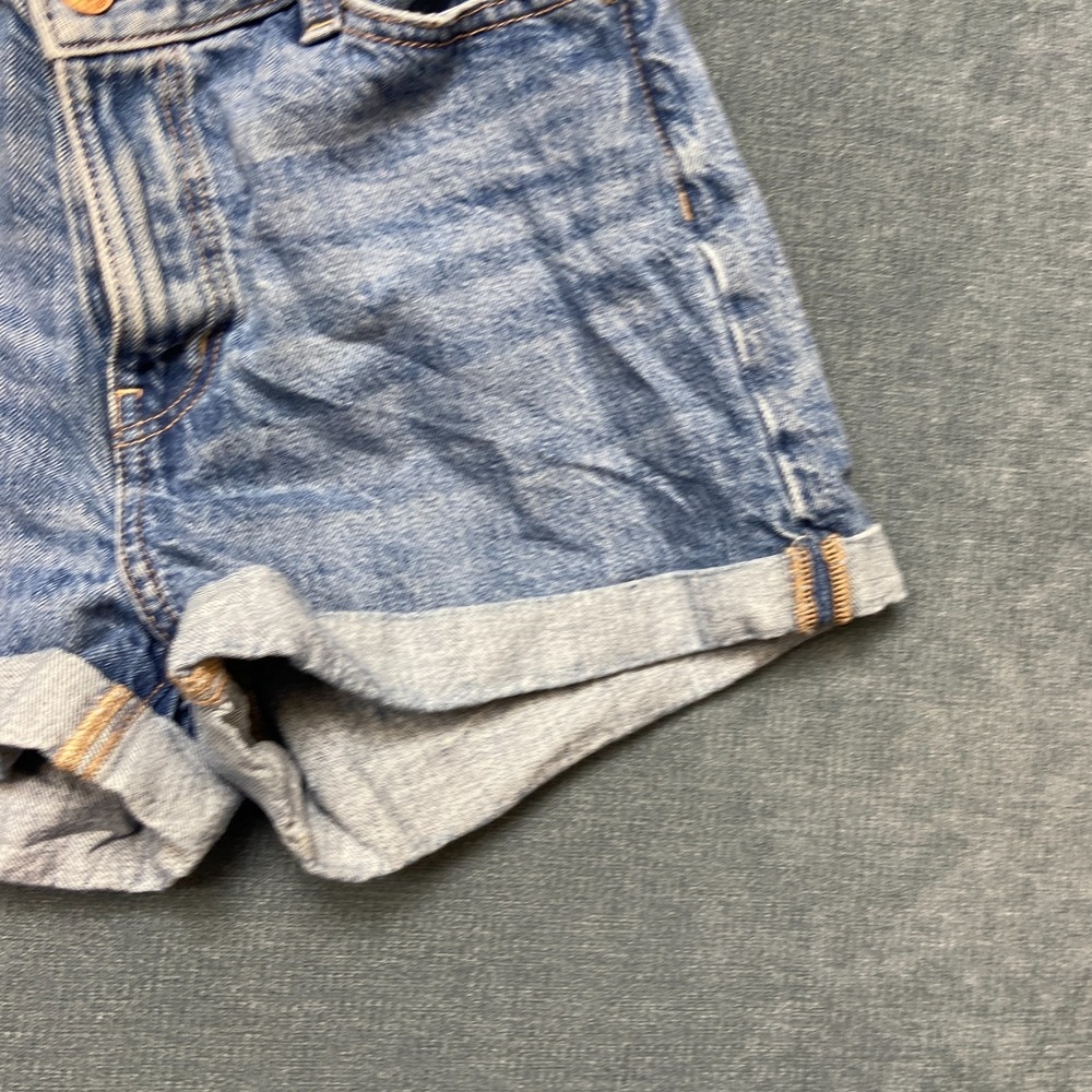 American Eagle Outfitters Denim Shorts Womens 00 Blue Cotton Mid Rise Cuffed Hem - Picture 3 of 16